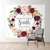 Lofaris Personalized Couples Name Flower Autumn Wedding Backdrop